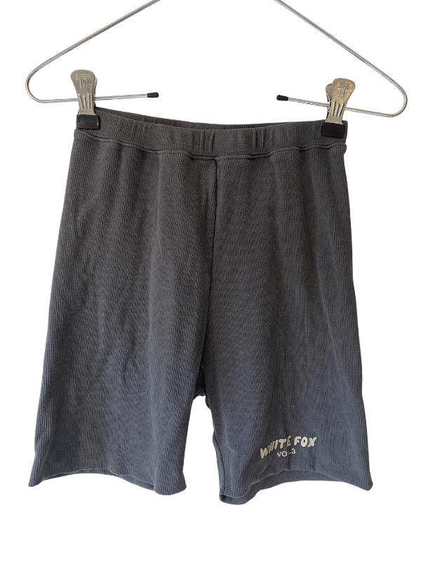 White Fox Boutique Charcoal Ribbed Bike Shorts, Size S