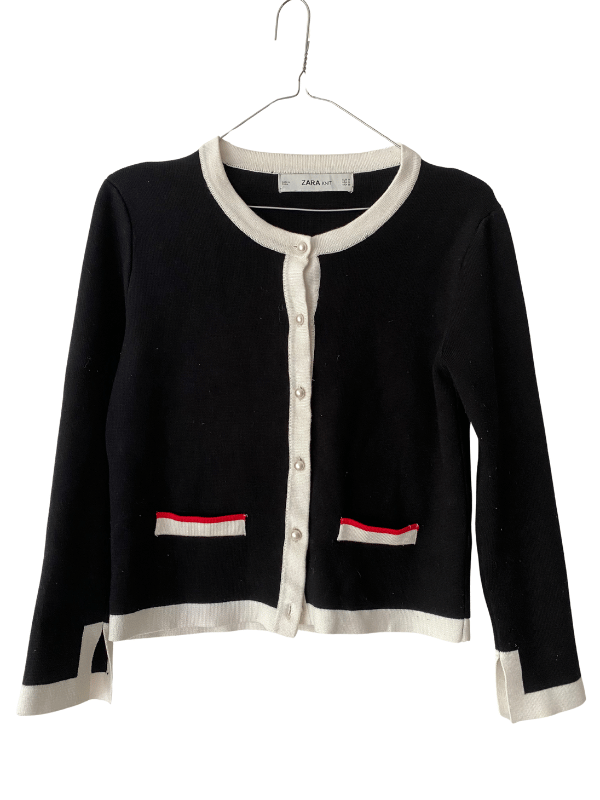 Zara Knit Contrast Trim Cardigan (M)