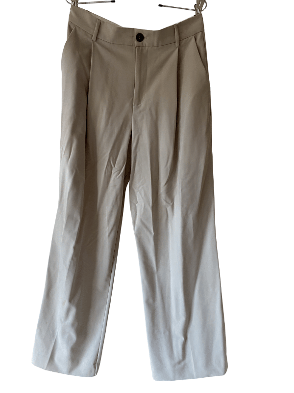 Zara Beige Pleated Wide-Leg Trousers, Size M