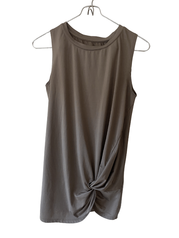 Röhnisch Mocha Brown Twist-Front Activewear Tank Top, Size S