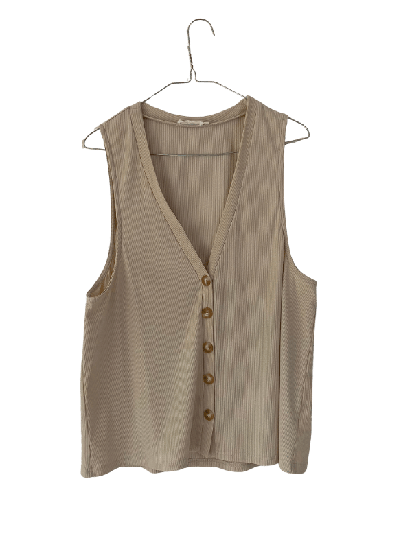 Girl and the Sun Ribbed Button-Front Vest Top