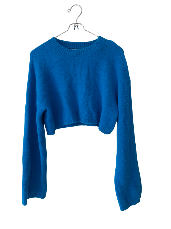 ZARA Blue Cropped Knit Jumper