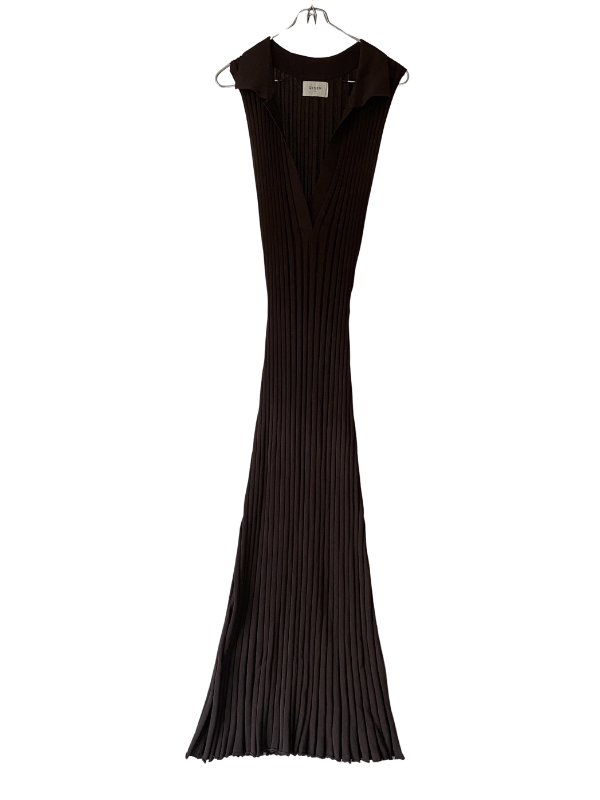 DISSH "Hal" Chocolate Ribbed Knit Maxi Dress, Size S