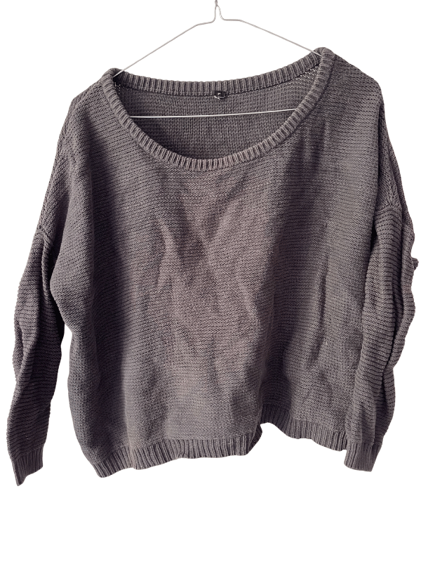 Grey/Blue Relaxed Knit Sweater