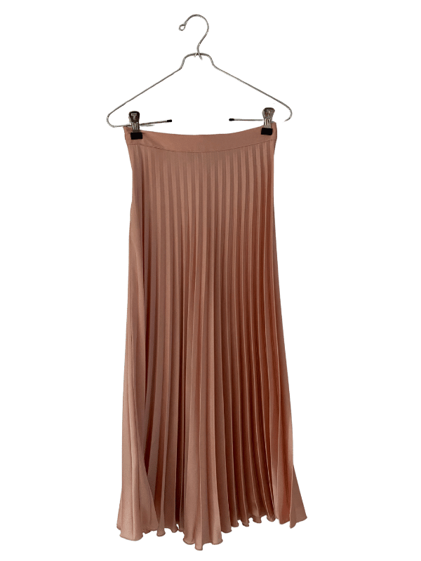 ZARA Satin Pleated Midi Skirt in Blush