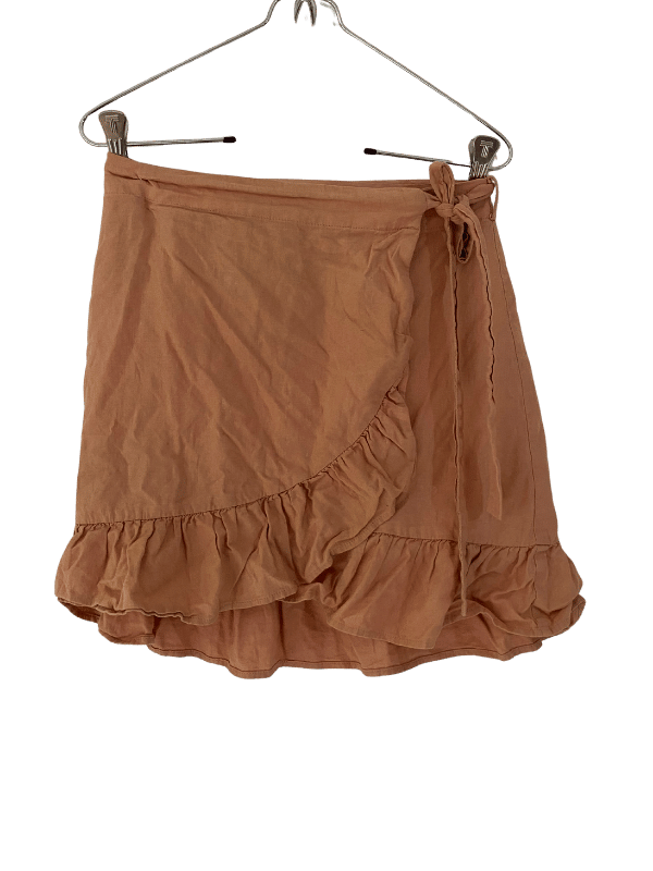 Sportsgirl Linen Blend Wrap Skirt in Terracotta