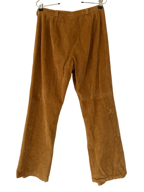 Vintage-Style Embroidered Corduroy Pants