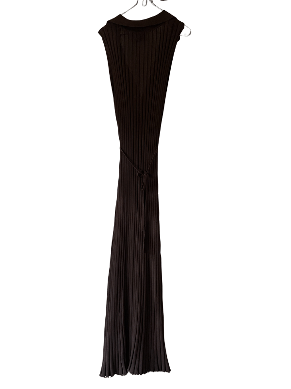 DISSH "Hal" Chocolate Ribbed Knit Maxi Dress, Size S