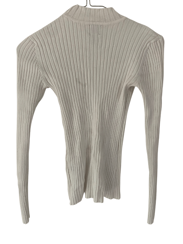 H&M Ribbed Knit Long Sleeve Top in Cream