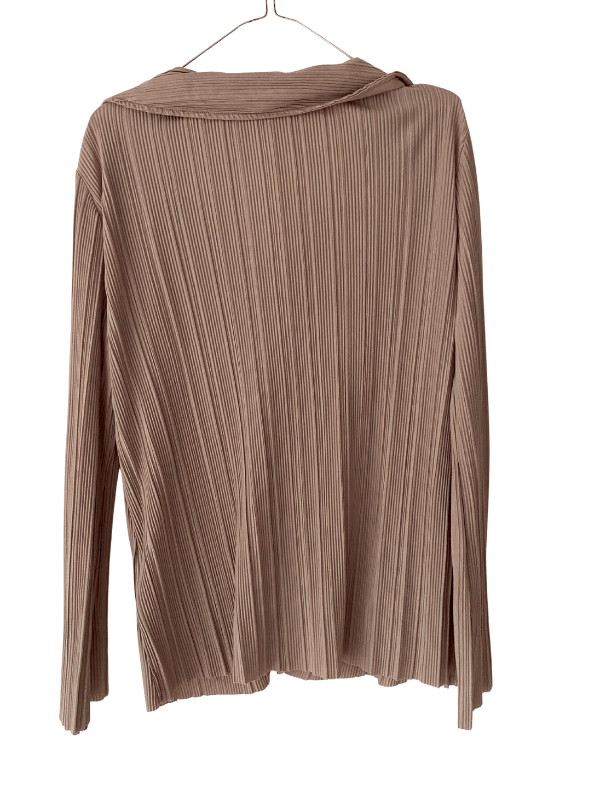 & Other Stories Pleated Button-Up Shirt in Taupe