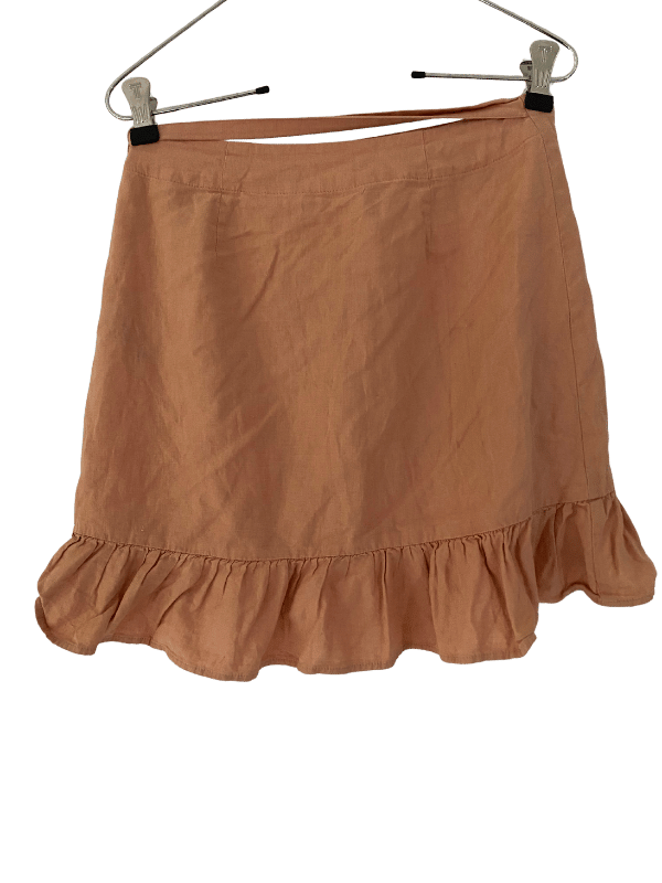 Sportsgirl Linen Blend Wrap Skirt in Terracotta