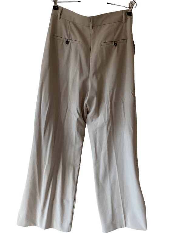 Zara Beige Pleated Wide-Leg Trousers, Size M