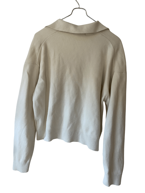 Uniqlo Cream Cotton Polo Collar Jumper, Size S
