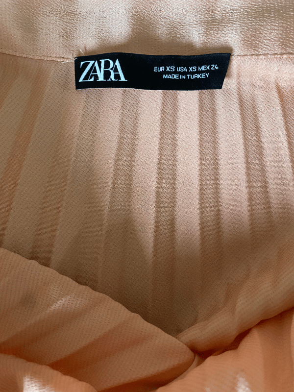 ZARA Satin Pleated Midi Skirt in Blush