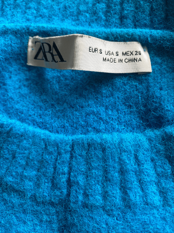 ZARA Blue Cropped Knit Jumper