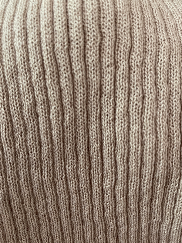 Henne Ribbed Knit Collared Top (Beige)