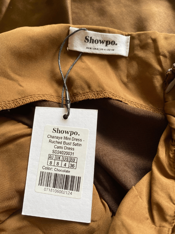 Showpo Chanaye Ruched Bust Satin Cami Mini Dress (AU 8)