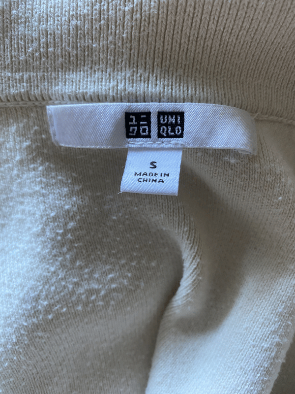 Uniqlo Cream Cotton Polo Collar Jumper, Size S