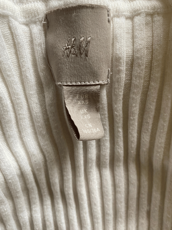 H&M Ribbed Knit Long Sleeve Top in Cream