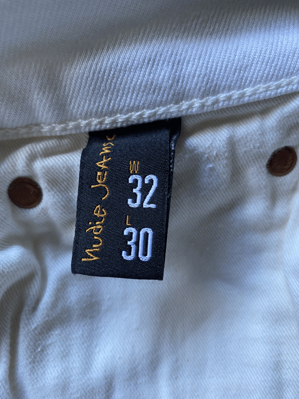 Nudie Jeans White Straight Leg Denim, W32 L30