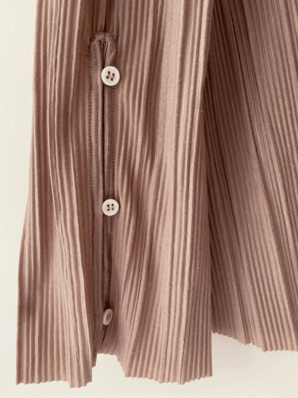 & Other Stories Pleated Button-Up Shirt in Taupe