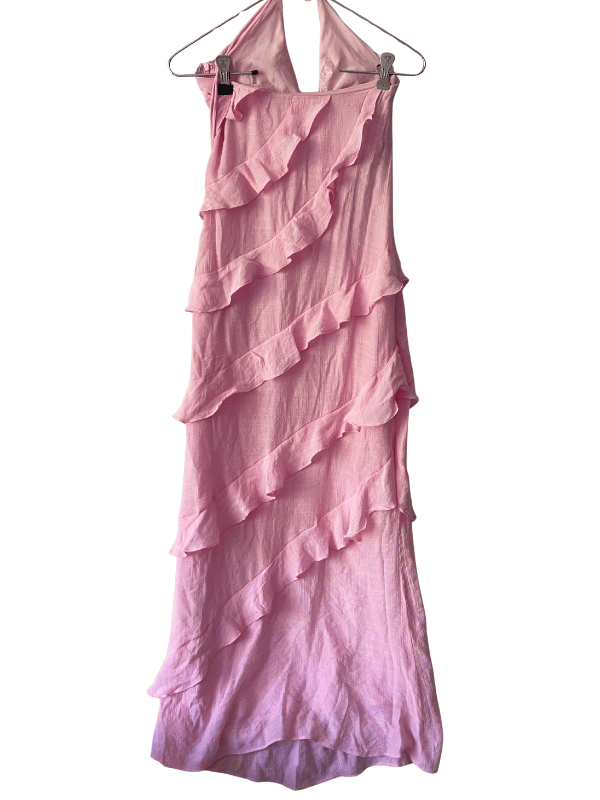Arrabel Halterneck Ruffle Maxi Dress Pink - Here Comes the Sun