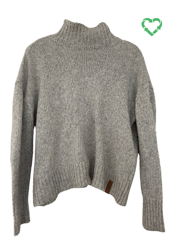 Chunky Grey Knit Turtleneck Jumper